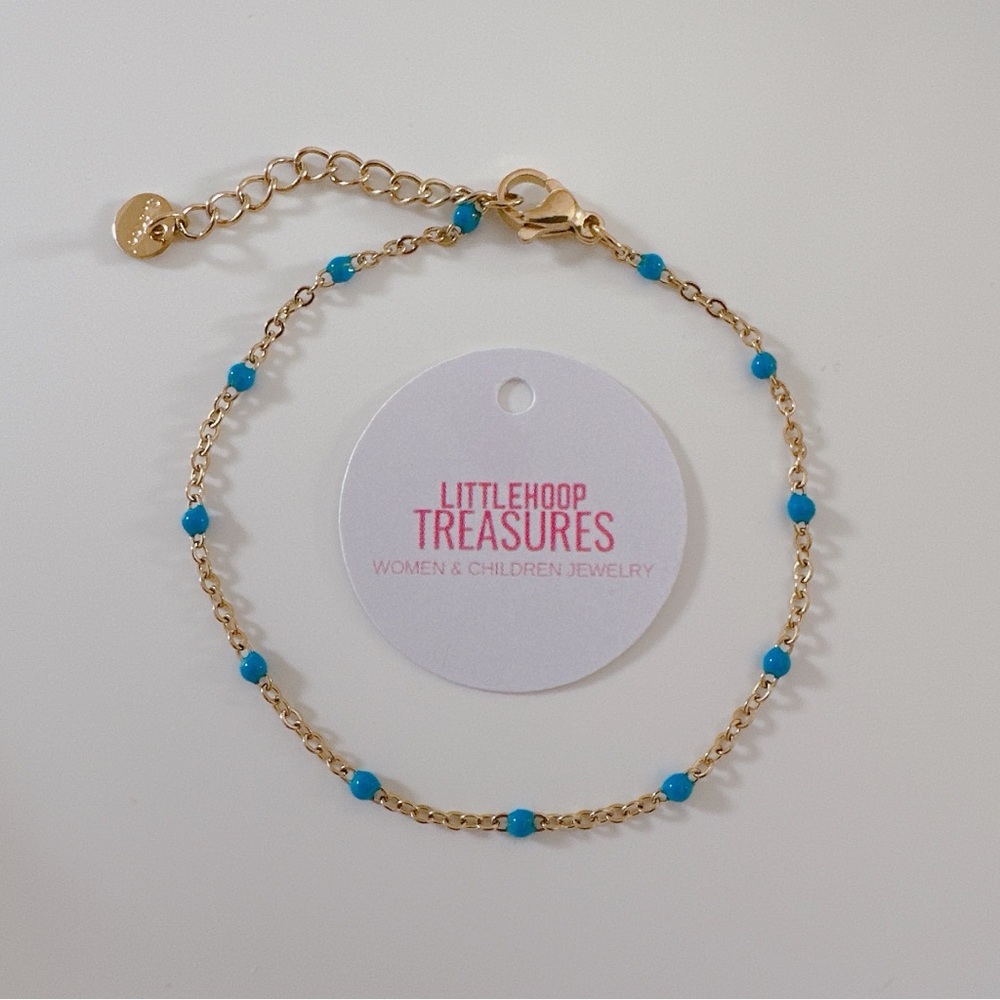 Blue dainty bracelet tarnish free